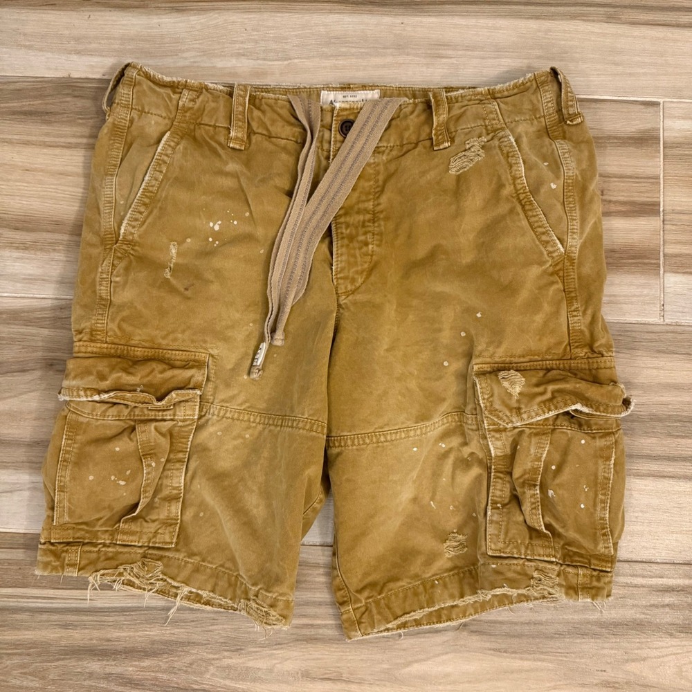Vintage Abercrombie & Fitch Cargo Shorts Paint Splatter Distressed Y2K Men's 36